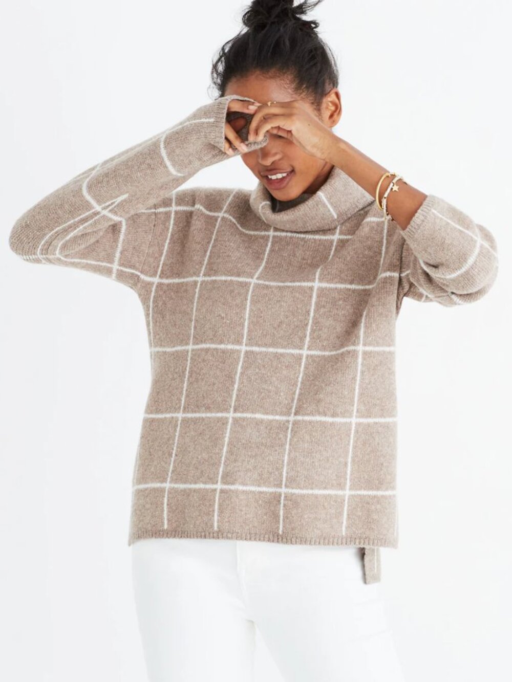 Madewell Windowpane Turtleneck Sweater | Size M